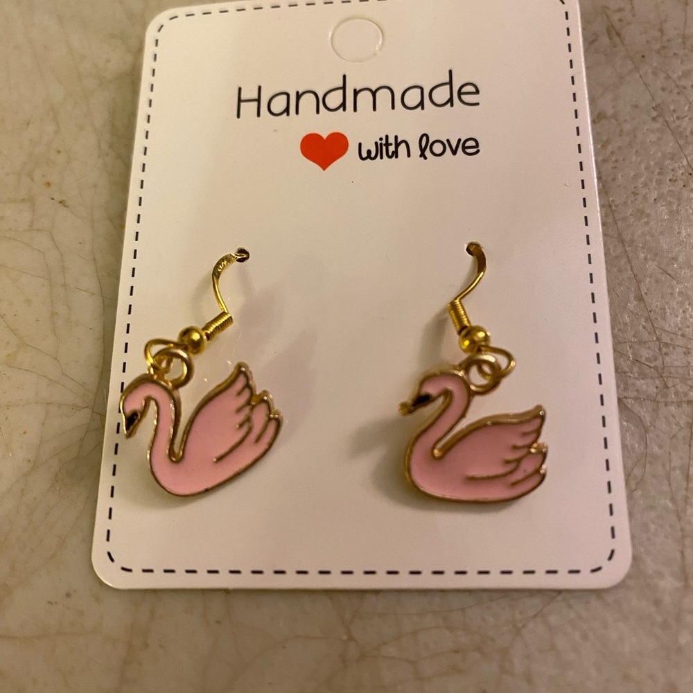 Pink swan Earrings